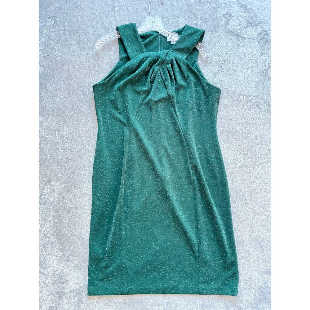 Calvin Klein Malachite Green Dress 16 Stretchy Metallic‎ Sparkly Plus Size